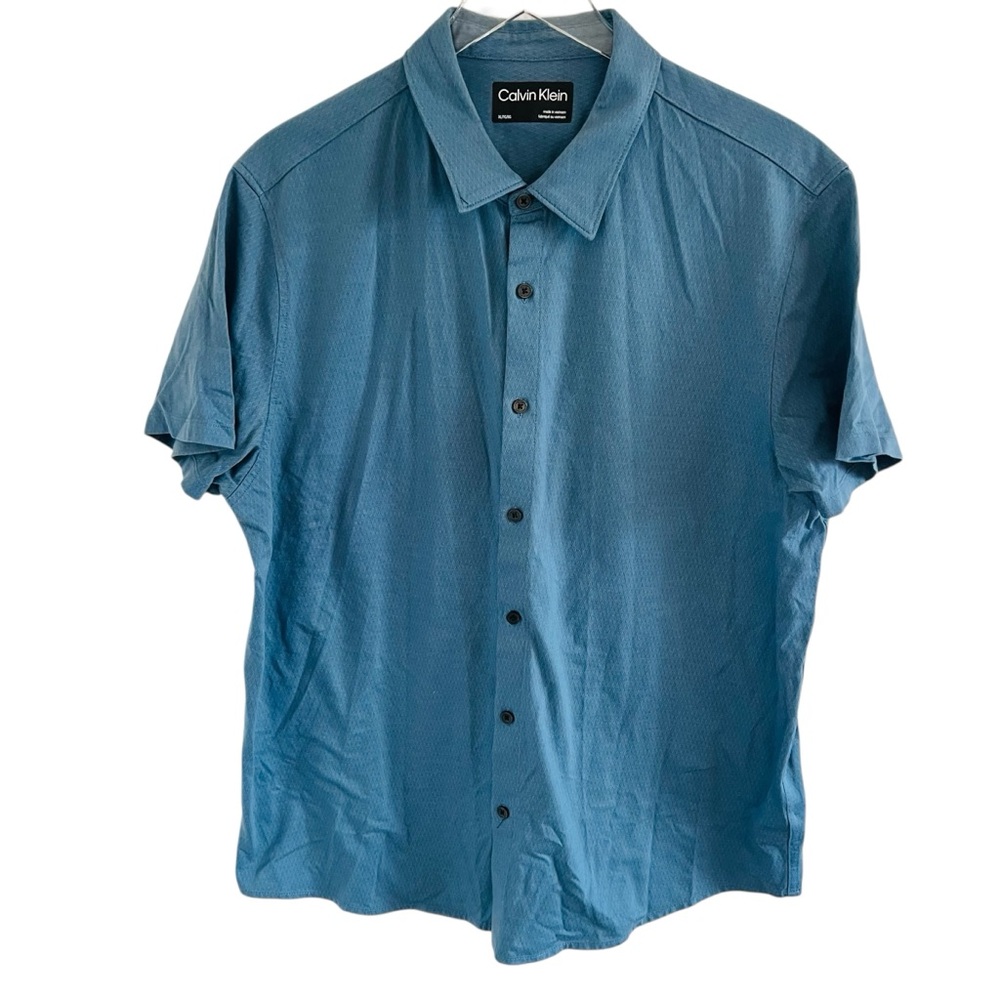 Calvin Klein Men's Casual Blue Button Down Shirt